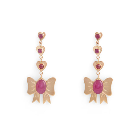 Ruby Bow Drops Earrings by Anna Marrone