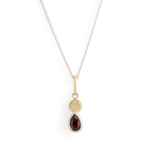 Scarlet Teardrop Garnet and Diamond Pendant by Amy Renshaw