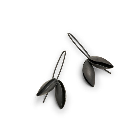 Oxidised Double Seed Pod Earrings by Belinda Esperson