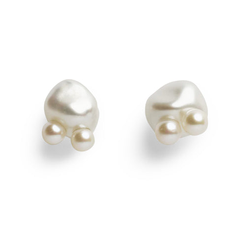 Dotted Keshi Two Pearl Studs by Kieran Jackson