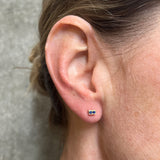 2 Stone Pink Bar Studs