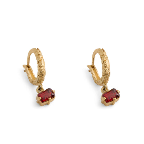 Small Hoops with Garnets Earrings by Lisa Roet