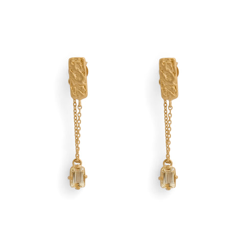 Gorilla Skin Chain Drops with Pale Citrines Earrings by Lisa Roet