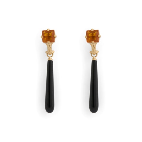 Drop Skin with Square Citrine Earrings by Lisa Roet