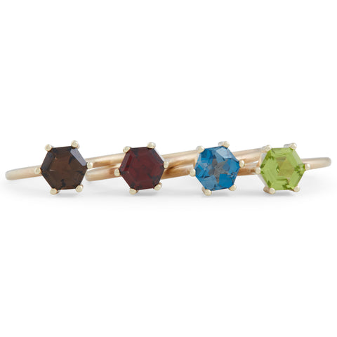 MELANIE KATSALIDIS Hexagonal Step Cut Peridot Stacking Ring - Small