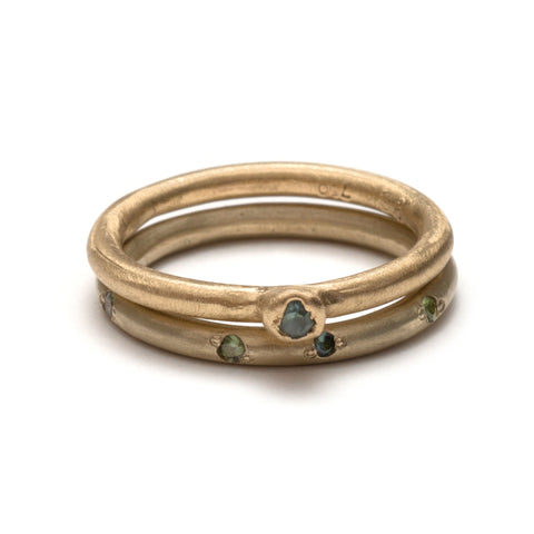 Blue and Green Australian Sapphire Stacking Ring