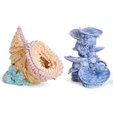 Tall Tiered Dish with Shells Blue