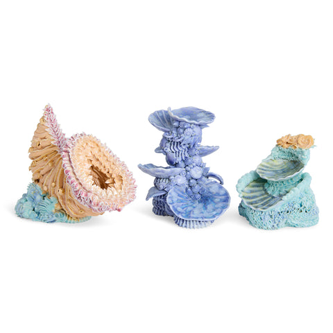 Tall Tiered Dish with Shells Blue