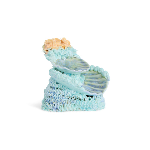 Double Shell Rose Dish Turquoise