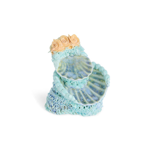 Double Shell Rose Dish Turquoise