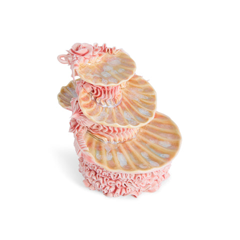 Triple Shell Rose Dish in Peach and Pink