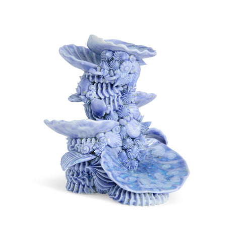 Tall Tiered Dish with Shells Blue by Ebony Russell