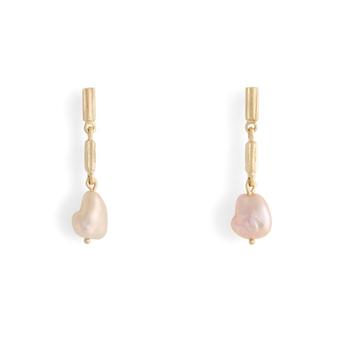 Lithic Tumble Pearls Earrings by Karla Way