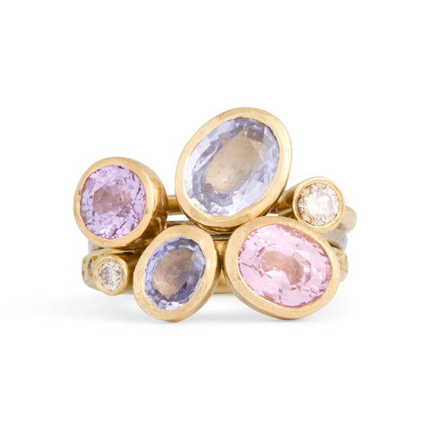 Mauve Sapphire Stack of Three Ring by Shimara Carlow