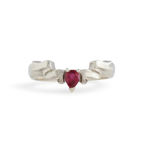 White Gold Veiled Ruby Ring by William Llewellyn Griffiths