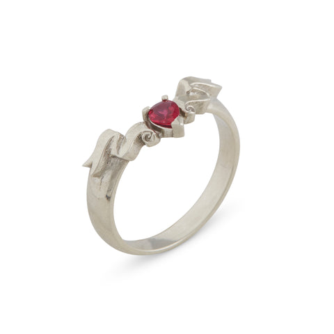 White Gold Veiled Ruby Ring