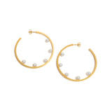 Large Five Pearl Hoop Earrings